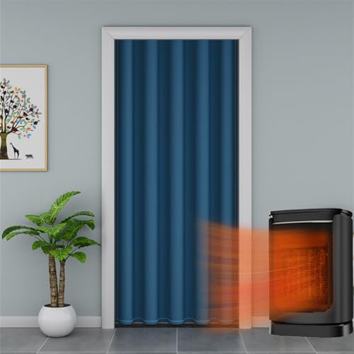 SK Studio Türvorhang Blickdicht Thermo Gardinen Vorhang mit Ösen Winter Kälteschut Wärmehaltung Vorhang Tür Raumteiler für Schlafzimmer Navy blau, 100x150cm