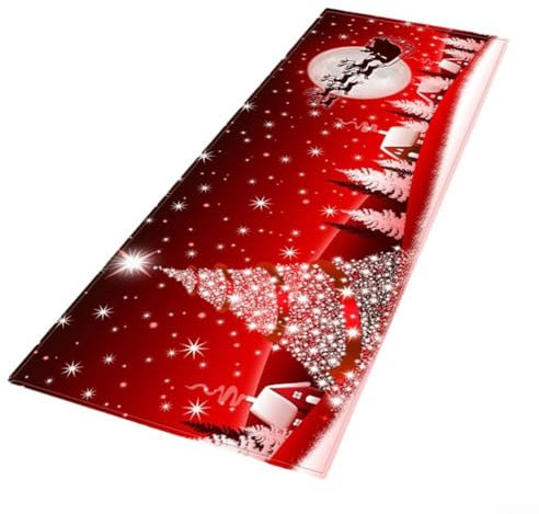 für Weihnachtsteppichläufer, 40 x 120 cm, 3D-Weihnachtsmann, Elch, Weihnachtsbaum, bedruckt, Läufer, Teppiche, Dekorationen für Flur, Eingangsbereich, Wohnzimmer (#2)