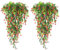 Leixi 4Pcs Artificial Hanging Flowers, UV-Resistant Fake Hanging Plants Flower Bouquet for Wall Home Room Garden Yard Patio Wedding Indoor Outdoor Decoration (Red)
