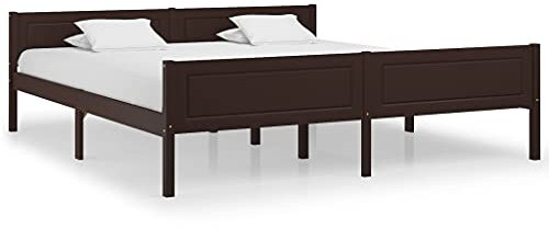 Coavain Massivholzbett Kiefer Dunkelbraun 180x200 cm Beds, Frames & Bases Pallettenbett Bettgestelle Holzbett Schlafzimmer Bett Gästebett rama łóżka