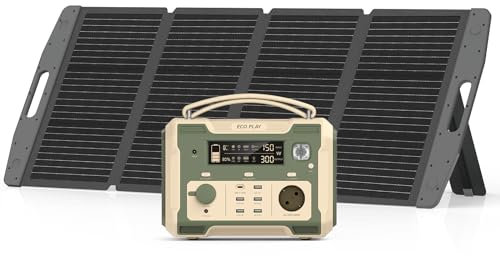 Portable Power Station 500 W, Eco Play with 484 Wh, 230 V Pure Sine Wave AC Outlet, 100 W USB-C PD Output, Power Station for Camping Travel, Emergency Blackout (500 W Power Station with 100 W Solar