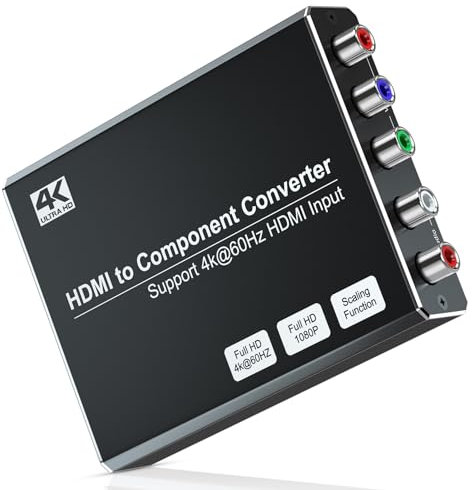 MISOTT 4K/60Hz HDMI to Component Converter with Scaling, Compatible with HDMI 2.0 Input and Component Output for DVD/PS3/PS4/PS5/Amazon Fire TV Sticks