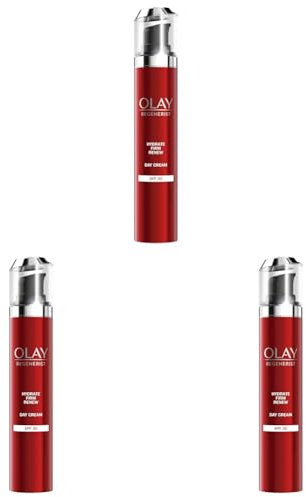 Olay Regenerist Crema Facial De Día Con SPF 30, Fórmula Con Vitamina B3 Y Niacinamida, 24 H De Hidratación, 50 ml (Paquete de 3)