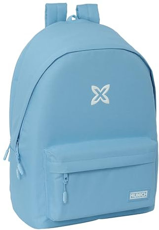 Safta MUNICH BÁSICOS - Mochila para Portátil 15.6 y USB, Ideal para Jóvenes de Diferentes Edades, Tejido Reciclado, Cómoda y Versátil, Calidad y Resistencia, 31x18x44 cm, Color Azul