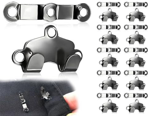 Lhbwhiz Confezione da 10 Ganci per Pantaloni,Bottoni per Pantaloni,Clip per stringere Pantaloni,Chiusura con Gancio in Metallo,Cucitura per Occhielli,Ganci per Cucito,Chiusure per Occhielli(Nero)