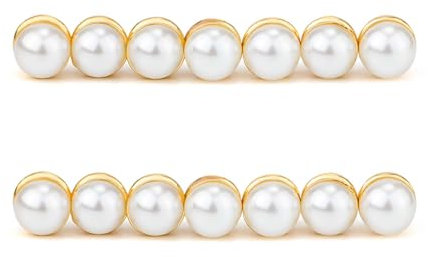 XIHIRCD 14 Sets Schleier Gewichte, Perlen Schleier Doppelseitig Perlenmagnete Künstliche Perlen Vorhanggewichte für Hochzeitskleid Kleidung Schals Frauen Mädchen Braut (Gold)