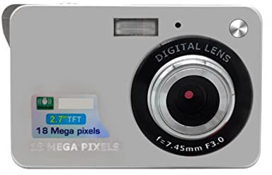 AUBEST Videocámara con cámara de vídeo Mini cámara Digital for fotografía Vintage Compact Photo Recorder 2.7 TFT Screen Portable DV Selfie Retro 18MP Video Camcorder(No SD Card,Silver)