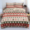 Luowei Bettwäsche Weihnachten 220x240 Weihnachts Rot Grün Beige Weihnachten Bettwäsche Weich Christmas Bettwäsche 3 Teilig für Jugendliche Jungen Kinder mit Reißverschluss und 2 Kissenbezüge 80x80 cm