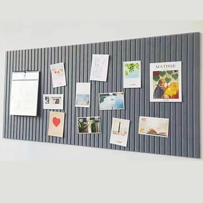 Rokeblau 120 x 80cm große Pinnwand, dekorative Pinnwand aus Filz, 0,9cm dick, faltbare Fototafel mit selbstklebendem Klebeband, Sichttafel für Wände in der Schule, zu Hause, im Büro/dunkel grau