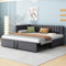 ZYLOYAL10 Polsterbett Ausziehbares Schlafsofa 90/180 * 200 cm mit Lattenrosten, Multifunktionsbett aus hautfreundlichem Samtstoff (Grau - H)