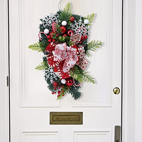 Xiaoxu Ghirlanda natalizia a testa in giù con bastoncini di zucchero, ornamenti da appendere alla porta d'ingresso, decorazioni da parete per albero di Natale