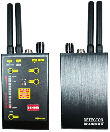 Détecteur professionnel de microspie, caméras cachées et GPS - Appareil portable avancé avec haute sensibilité pour détecter les signaux sans fil occupés dans la voiture et la location (BENOIR HERO
