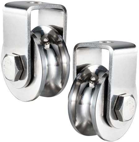 KCNOFNC Umlenkrolle mit 2 Kugellager, Edelstahl Fitness flaschenzug,Umlenkrollen für 12MM Seile Stahlseil, Tragkraft 500kg, 2 Stück