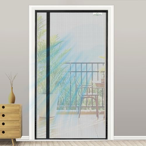 SCREEN DOOR Fliegengitter Tür 95x200cm | Umkehrbare Fliegengitter Balkontür mit Links/Rechts-Öffnung, Einfacher Zugang, Insektenschutz – Schwarz