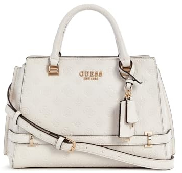 GUESS Zarela Luxury Satchel Creme White Logo