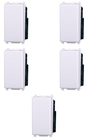 5x Invertitore 16A, Moduli Bianchi, Compatibile Con Vimar Plana, frutti, interruttori, pulsanti, deviatori, dimmer, sensori, PIR, buzzer, Per Placche originali e compatibili