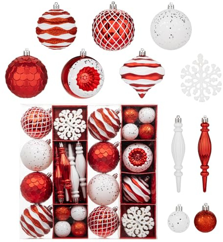 Set di 50 palline di Natale in plastica per albero di Natale, decorazione natalizia per albero di Natale, confezione regalo di palline di Natale per albero di Natale, festa di Natale e matrimonio