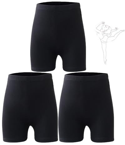Holimaid Girls Leggings Breathable Shorts Comfortable Fit Schoolwear Safety Dress Cycling Bike Pants Gymnastic Under Skirts (UK, 160, 3, Black)