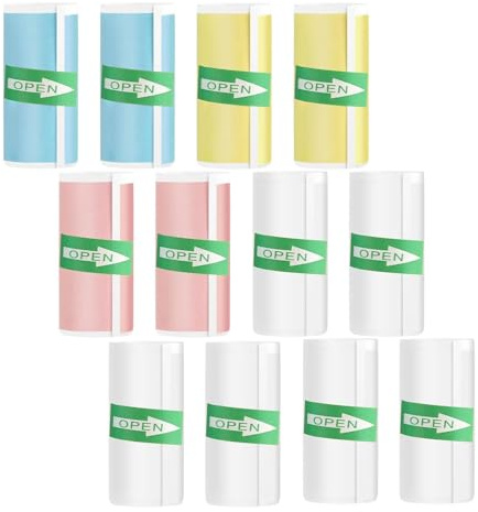 Papel Térmico Autoadhesivo,12 Rollos Papel Térmico Colorido para Mini Impresoras,Para Fotos,Notas
