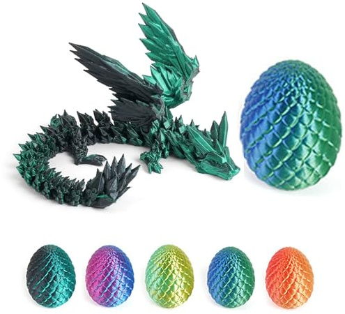 JSRHEEM Mystisches 3D-Drachenei mit schlüpfendem Drachen – Einzigartiges Fantasy-Geschenk & magisches Oster-Deko-Highlight für Sammler und Deko-Fans (Fliegender Drache – Grün und Schwarz)