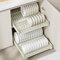 Organisateur d'assiettes Extensible - Tiroir télescopique - Support de Drainage en métal - avec bac d'égouttement pour Cuisine et Salon - sans perçage - 42 x 40 x 8,5 cm - Blanc