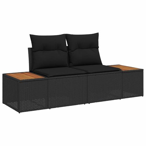 vidaXL Garden Sofa Black 184 x 62 x 85cm Poly Rattan, Garden and Terrace, Modern Outdoor Sofa Set, Rectangular Rattan Lounge Furniture, Patio Seating, Stylish Couch