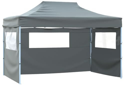 Tonnelle de Jardin Pliable, Tente de Réception Pavillon Barnum de Jardin avec 3 parois 3x4 m Acier Anthracite