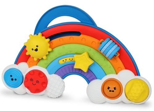 Learning Resources Rainbow Busy Board - Montessori Busy Board, Toddler Sensory Toys, Boy and Girl Travel Toys for Toddlers, Fine Motor Toy, Sensory Toddler Travel Activities, Educational Gifts