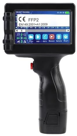 Marhynchus Handheld Smart Inkjet Drucker Tragbarer Tintenstrahldrucker - -Mini -Inkjet -Drucker mit HD LED 4.3in Touchscreen für QR -Code -Barcode -Textnummer -Beschriftung (EU-Stecker 100-240V)