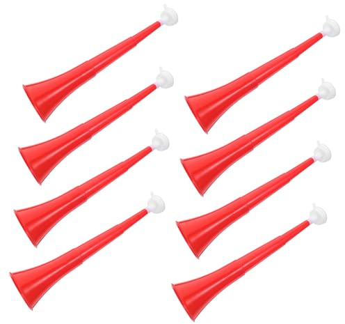 BESPORTBLE Lot De 8 Trompettes De Football Pliables Rouge Klaxon De Stade Extensible GéNéRateur De Bruit Pour Supporters Enfants FêTe Carnaval Football