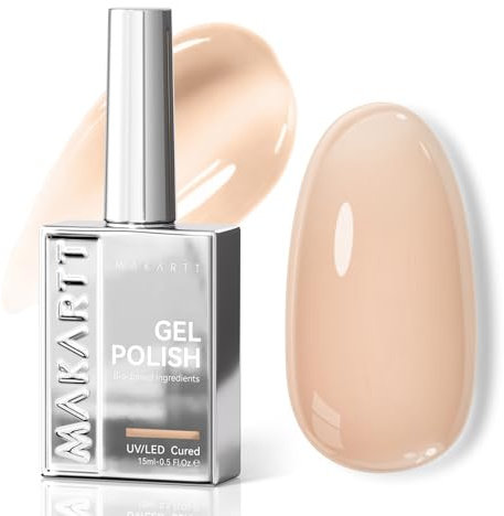 Makartt 15ml Vernis Semi Permanent Nude – 1 Couche Intense, HEMA-Free | Pigmentation Une Couche Brillance Résistance Rayures Pinceau 105° Tenue 14 Jours Haute Brillance Auto-Lissant