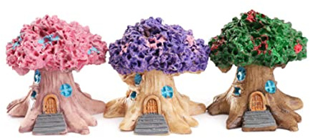 NIDONE 3-teiliges Miniatur-Baumhaus-Feengarten-Set, Mikro-Landschaftsornament, Feengarten-Pflanzgefäß für DIY-Dekoration