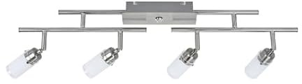 LED Deckenleuchte D122 schwenkbar – Deckenstrahler mit 4 LED Spots, nickel-matt, Glas weiß, warmweiß 3000K, für Wohnzimmer, Schlafzimmer & Flur | MeLiTec [Energieklasse A]