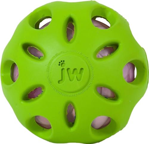 JW Jouet Crackle Ball Medium De, Balle en Caoutchouc avec Un Cœur en Bouteille Plastique pour Les Chiens pour Chien Taille M