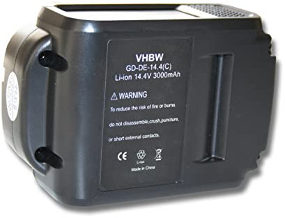 vhbw batteria compatibile con Dewalt DCB143, DCD720N, DCB090, DCD720, DCB145, DCD730, DCD720C1 utensile elettrico (3000 mAh, Li-Ion, 14,4 V)