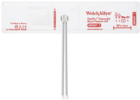 Welch Allyn SOFT-07-2MQ FlexiPort Soft Disposable Blood Pressure Cuffs with Two-Tube Locking Type Connector, Infant [size 7] (Pack of 20)