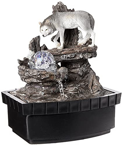 OK Lighting Table Fountain, Polyresin, Gray