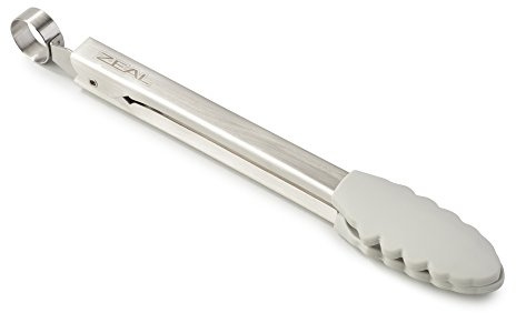 Zeal Silicone Non Stick Kitchen Mini Tongs with Stainless Steel Handle (20cm) -French Grey, 20 cm