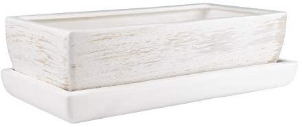 Ekoceramik Keramik Blumenschale 29,5 cm Kakteen Blumentopf Untersetzer grau Wasserablauf