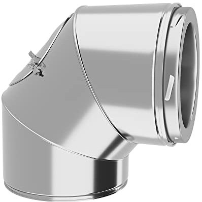 Edelstahl Versatzbogen - TÜV geprüfter Ofenknie Bogen für Schornstein in allen Durchmessern und Winkeln (Ø 130mm, Winkel 90°)