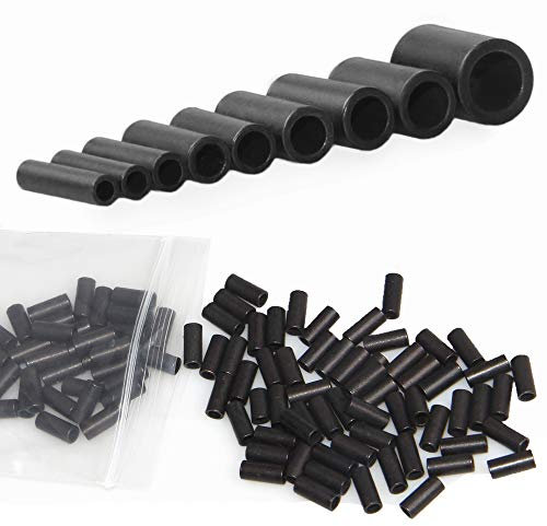 Shaddock Fishing Wire Single Barrel Crimp Sleeves Tube Matte Black Fishing Crimps for Rigs Fishing Line Leader Rigging Wire Connectors (1.6mm inside diameter-100pcs)