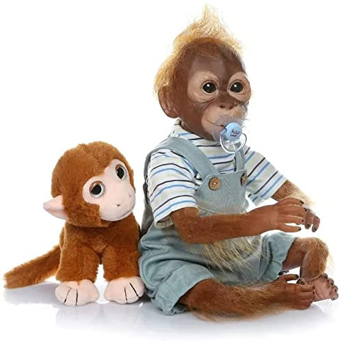 ZIYIUI 52 cm 21 Zoll Reborn AFFE Jungen Weiches Silikon Vinyl Reborn Puppe Lebensecht Neugeborene Echte Reborn Babys AFFE Geeignet für Kinderspielzeug über 3 Jahre
