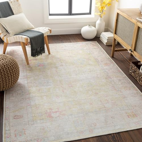 Livabliss Amari Malibu Vintage Rug – 200x275 cm, Ivory, Yellow & Coral