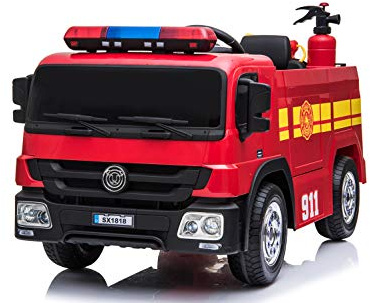 Ricco Véhicule électrique 12 V 10 A pour enfants avec télécommande parentale (moteur de pompier)