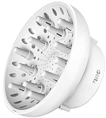 GIHALI difusor Universal para secadores de pelo con boquilla de diámetro 4,4-6,6 cm, Hair holding fuerte, para pelo rizado u ondulado, para rizos sin frizz (Blanco Perla)