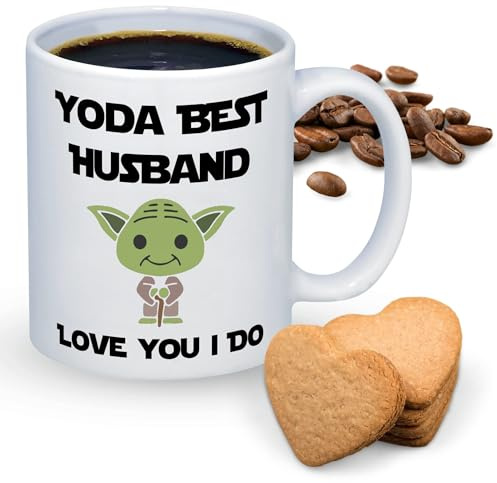 Yoda Best Husband Tasse I Love You Happy Birthday Geschenk von der Frau, lustige Hochzeit Erster Jahrestag Tasse Weihnachten Hubby Kaffeetassen Ehepaar Tassen Braut zu Bräutigam Vatertag Geschenk für