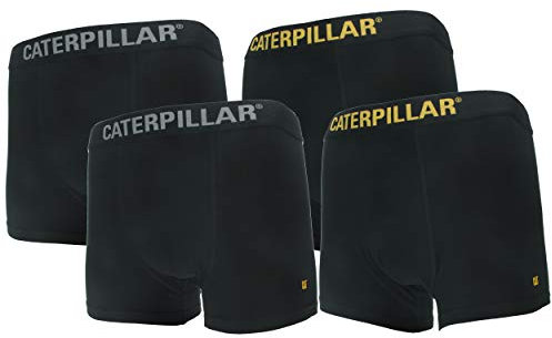 Caterpillar 4 Stück Boxershorts für Herren, hochwertige Baumwolle (Schwarz, XL)