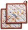 Maison d' Hermine Hot Pads Topfhalter aus 100% Baumwolle mit Schleife, hitzebeständiges Set mit 2 Topflappen zum Grillen, Mikrowelle, Oak Leaves – Erntedankfest/Weihnachten (20cm x 20cm)
