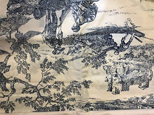 Tissus ameublement TOILE DE JOUY BLEU 100% coton au metre grande largeur de 280 cm Motif D’antan