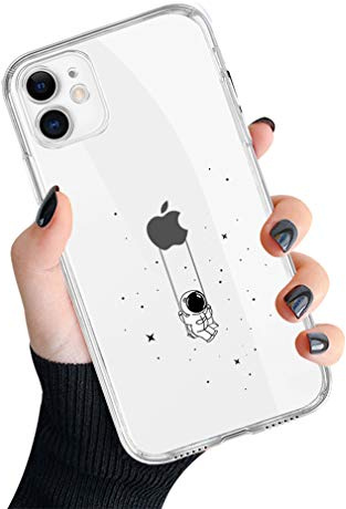 Emlivi Hülle iPhone 11 Handyhülle,iPhone 11 Hülle Silikon Kreatives Muster transparent Astronauten case Cover Schutzhülle TPU Bumper Cover für iPhone 11(6,1”) Case Cover, Swing-Astronauten